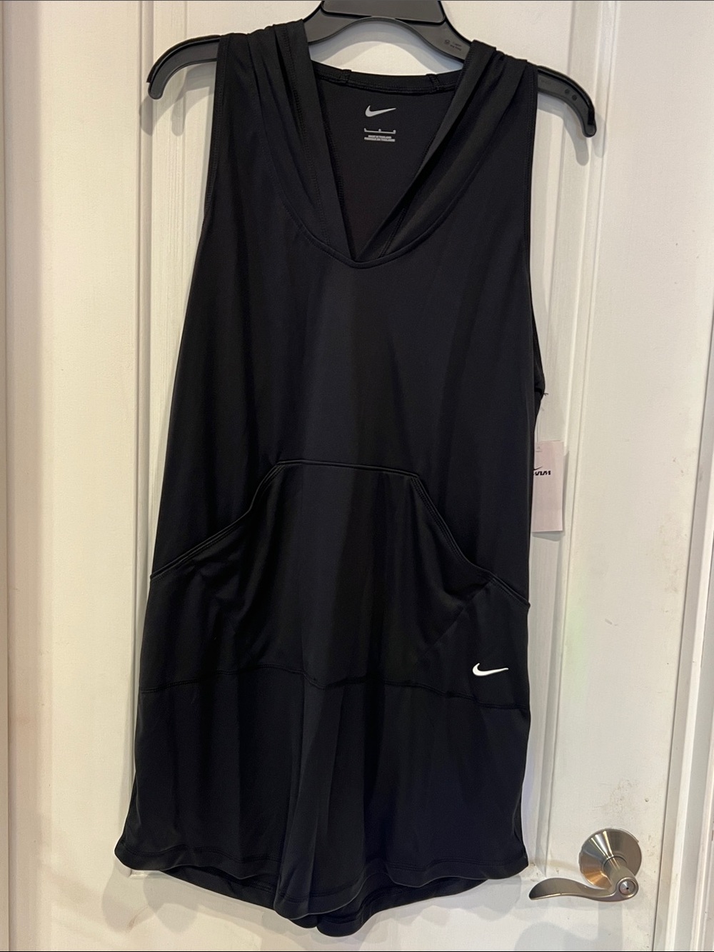 Nike Black Sleeveless Hoodie Tank with Kangaroo Pocket